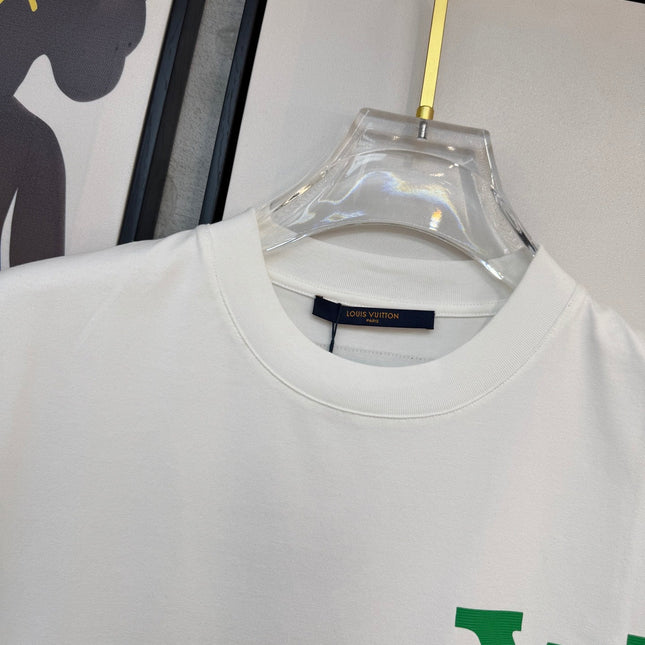 LV WHITE COTTON T-SHIRT GREEN LOGO 238914