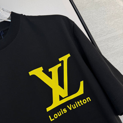 LV BLACK COTTON T-SHIRT YELLOW LOGO 238915