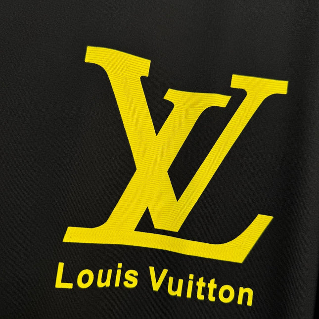 LV BLACK COTTON T-SHIRT YELLOW LOGO 238915