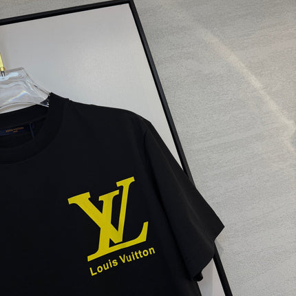 LV BLACK COTTON T-SHIRT YELLOW LOGO 238915