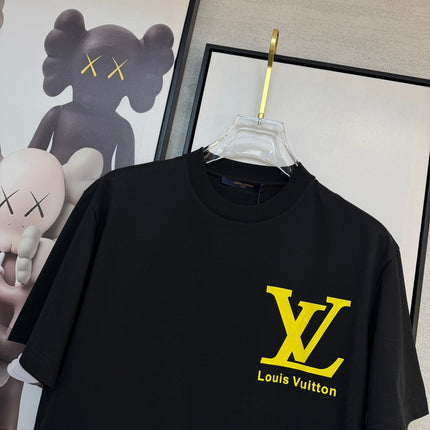 LV BLACK COTTON T-SHIRT YELLOW LOGO 238915