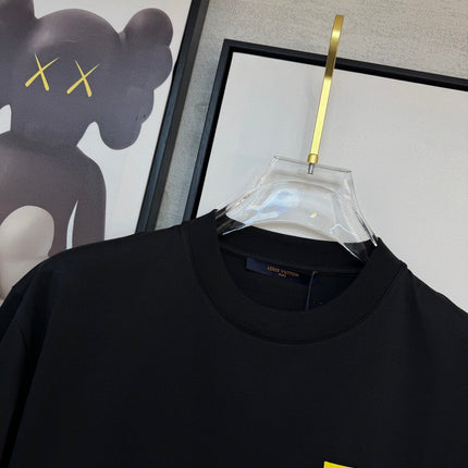 LV BLACK COTTON T-SHIRT YELLOW LOGO 238915
