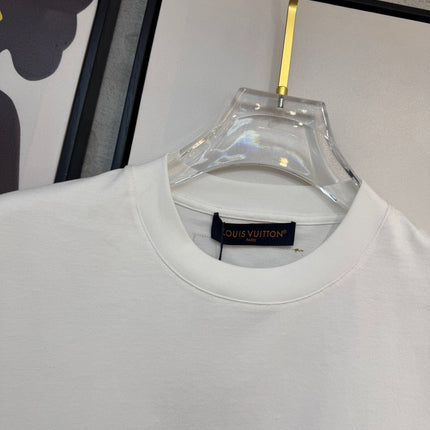 LV WHITE COTTON T-SHIRT BLUE STYLIZED LOGO 238917