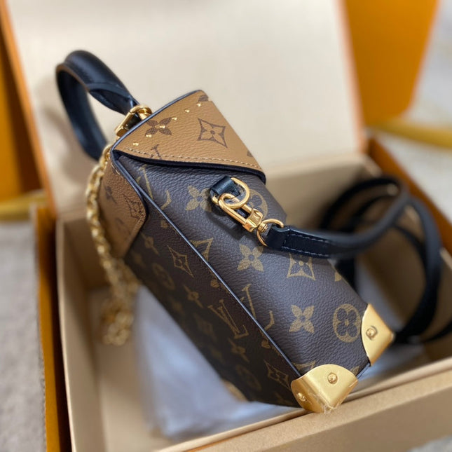 CAMERA BAG 17 IN BROWN MONOGRAM AND MONOGRAM REVERSE CANVAS