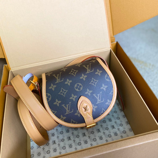 SADDLE BAG 18 IN BROWN MONOGRAM CANVAS AND LEATHER TRIM