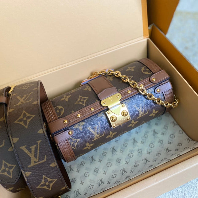 PAPILLON TRUNK 19 IN BROWN MONOGRAM CANVAS GOLD HARDWARE