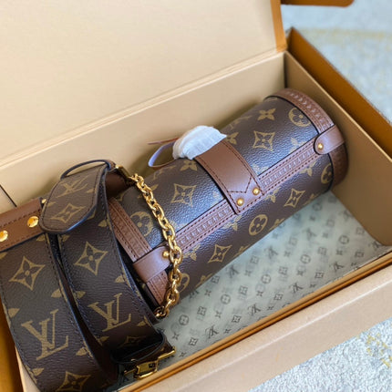 PAPILLON TRUNK 19 IN BROWN MONOGRAM CANVAS GOLD HARDWARE