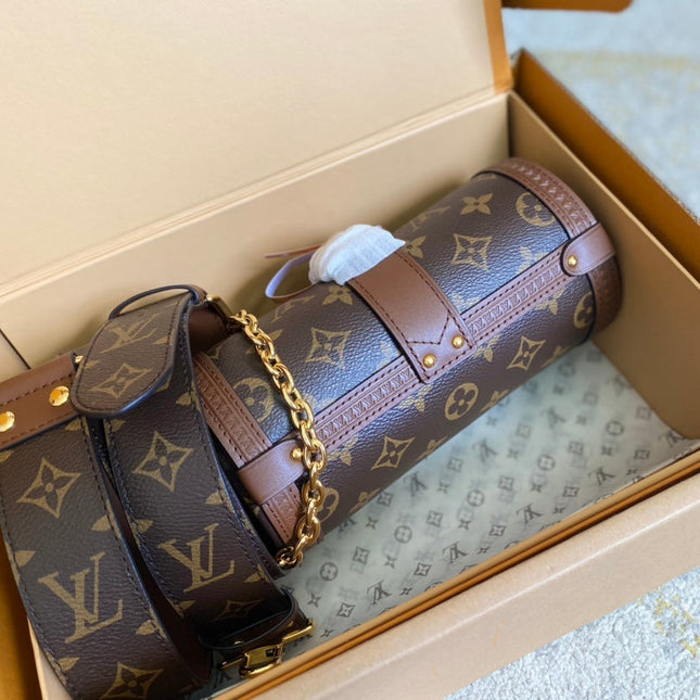 PAPILLON TRUNK 19 IN BROWN MONOGRAM CANVAS GOLD HARDWARE