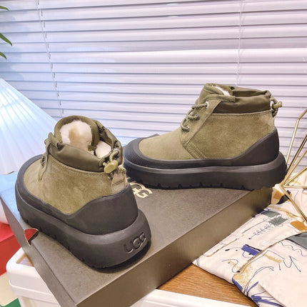 GENDER NEUMEL HIGH WEATHER HYBRID IN OLIVE GREEN SUEDE AND BLACK CALFSKIN
