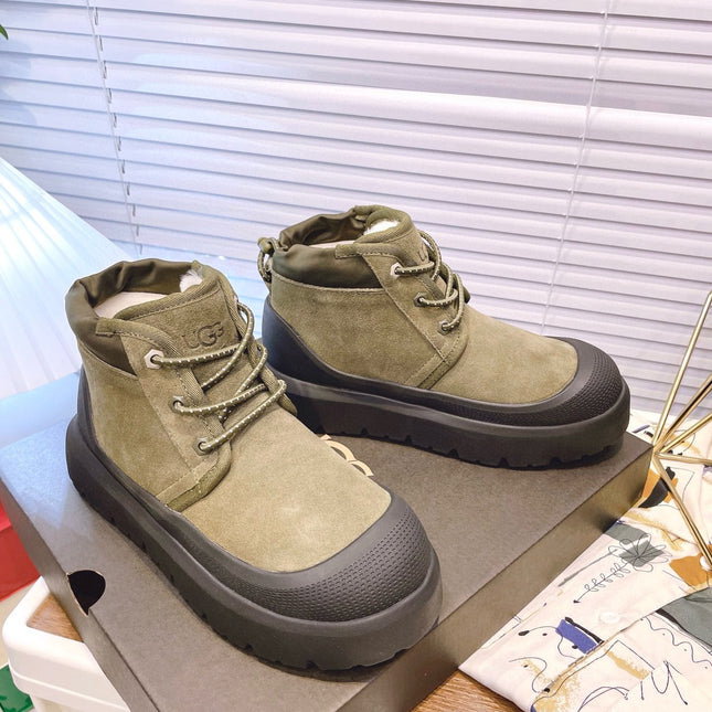 GENDER NEUMEL HIGH WEATHER HYBRID IN OLIVE GREEN SUEDE AND BLACK CALFSKIN
