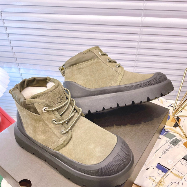 GENDER NEUMEL HIGH WEATHER HYBRID IN OLIVE GREEN SUEDE AND BLACK CALFSKIN