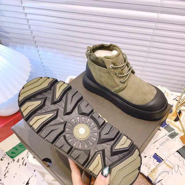 GENDER NEUMEL HIGH WEATHER HYBRID IN OLIVE GREEN SUEDE AND BLACK CALFSKIN