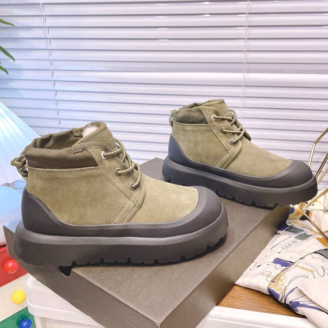 GENDER NEUMEL HIGH WEATHER HYBRID IN OLIVE GREEN SUEDE AND BLACK CALFSKIN