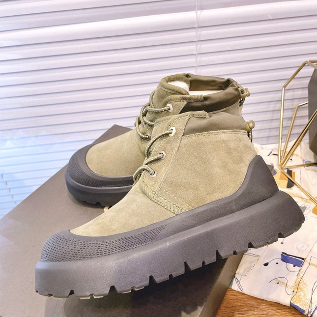 GENDER NEUMEL HIGH WEATHER HYBRID IN OLIVE GREEN SUEDE AND BLACK CALFSKIN