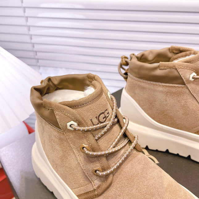 GENDER NEUMEL HIGH WEATHER HYBRID IN PEANUT BROWN SUEDE AND WHITE CALFSKIN