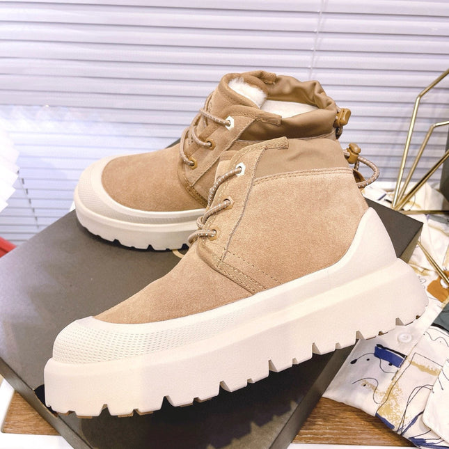 GENDER NEUMEL HIGH WEATHER HYBRID IN PEANUT BROWN SUEDE AND WHITE CALFSKIN