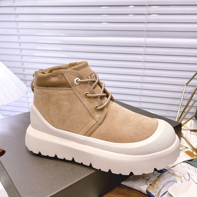 GENDER NEUMEL HIGH WEATHER HYBRID IN PEANUT BROWN SUEDE AND WHITE CALFSKIN