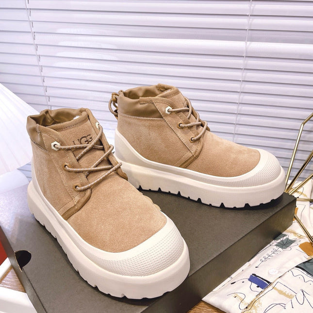 GENDER NEUMEL HIGH WEATHER HYBRID IN PEANUT BROWN SUEDE AND WHITE CALFSKIN