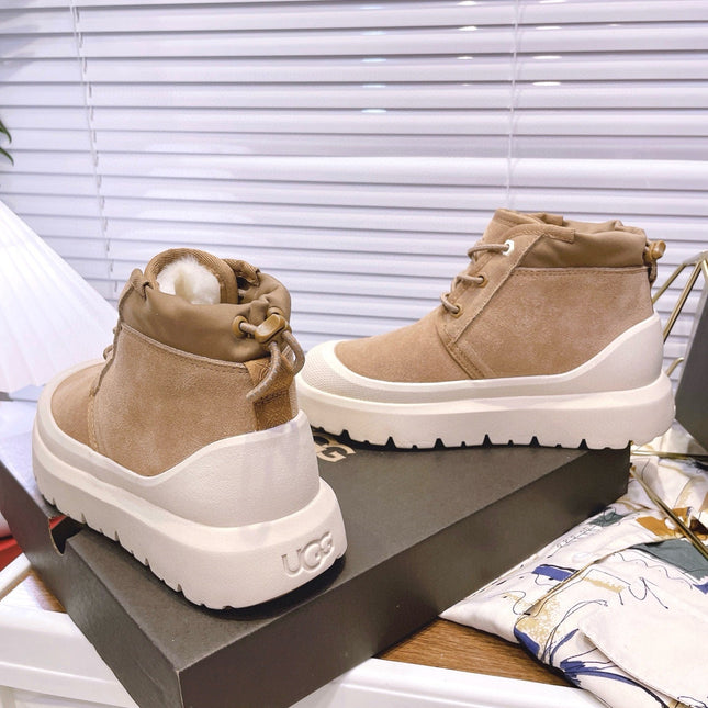 GENDER NEUMEL HIGH WEATHER HYBRID IN PEANUT BROWN SUEDE AND WHITE CALFSKIN