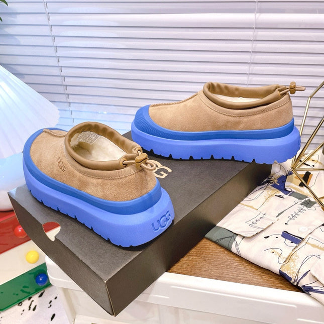 TASMAN WEATHER HYBRID IN PEANUT BROWN SUEDE AND COBALT BLUE CALFSKIN