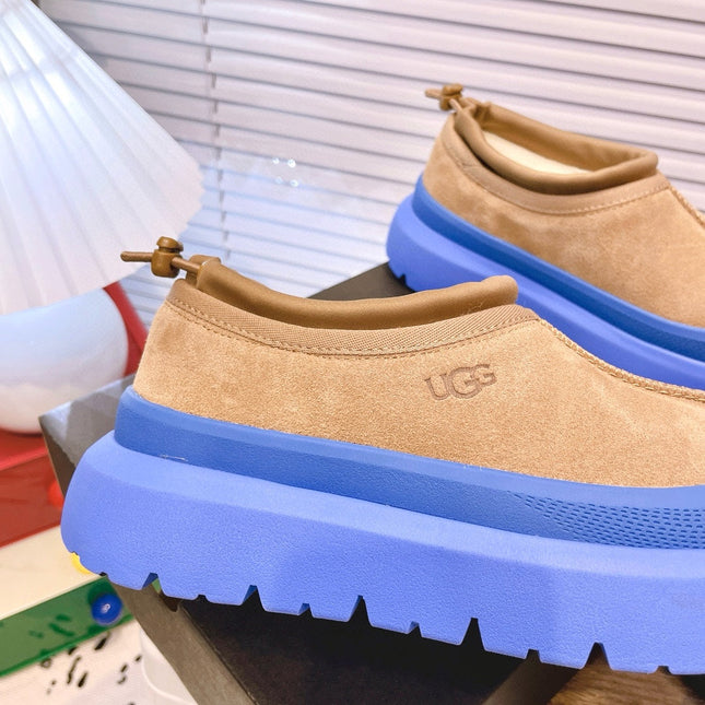 TASMAN WEATHER HYBRID IN PEANUT BROWN SUEDE AND COBALT BLUE CALFSKIN