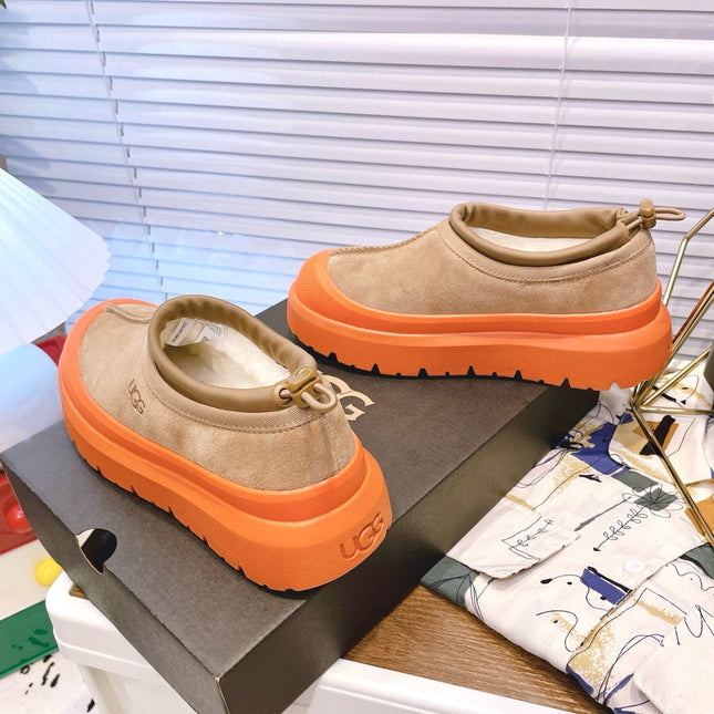 TASMAN WEATHER HYBRID IN PEANUT BROWN SUEDE AND FIRE ORANGE CALFSKIN