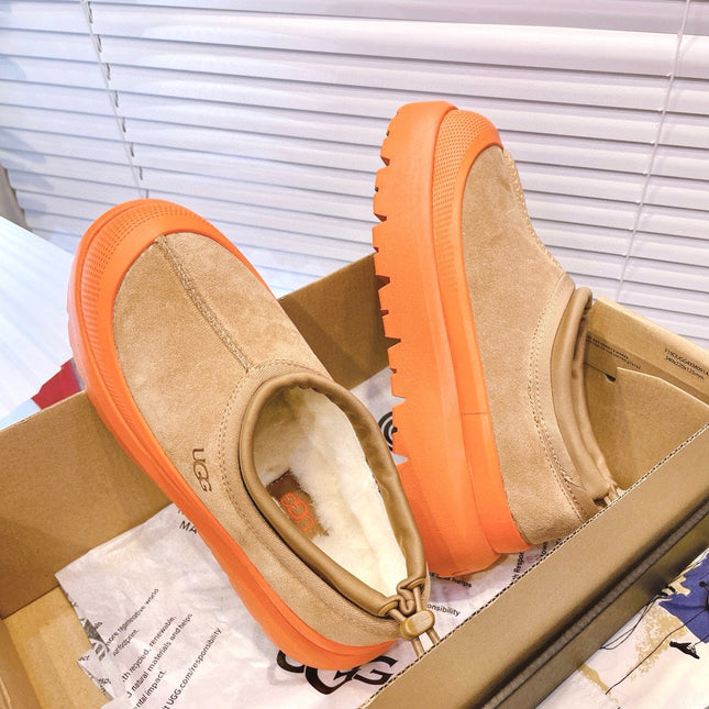 TASMAN WEATHER HYBRID IN PEANUT BROWN SUEDE AND FIRE ORANGE CALFSKIN