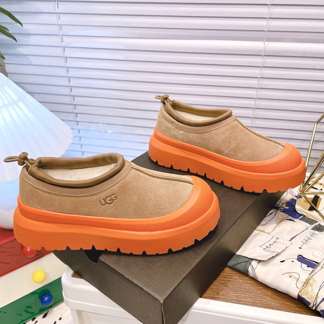 TASMAN WEATHER HYBRID IN PEANUT BROWN SUEDE AND FIRE ORANGE CALFSKIN