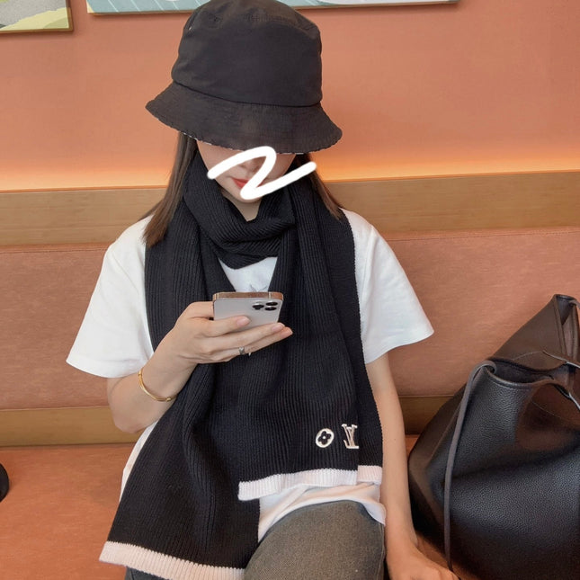 HEADLINE SCARF 200 CM IN BLACK WOOL 108956