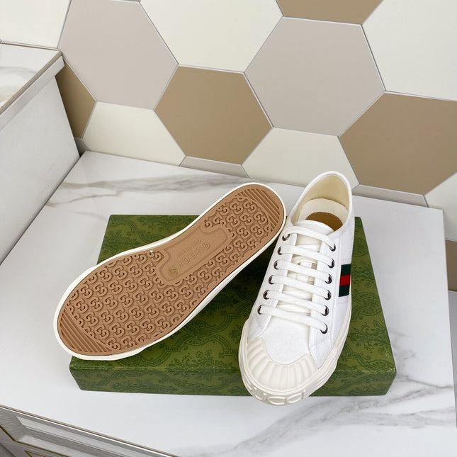 GG JULIO SNEAKER WITH WEB WHITE CANVAS