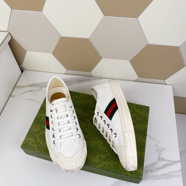 GG JULIO SNEAKER WITH WEB WHITE CANVAS