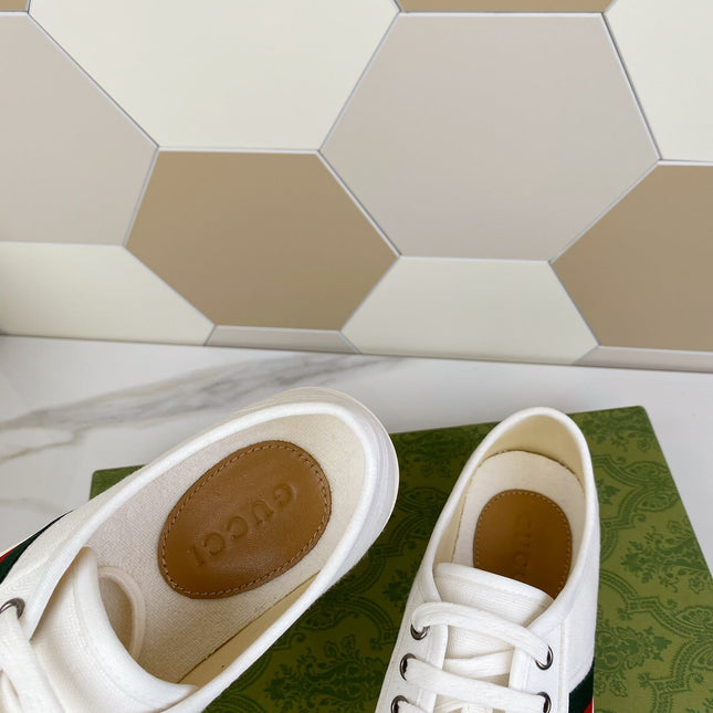 GG JULIO SNEAKER WITH WEB WHITE CANVAS