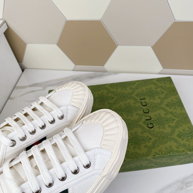 GG JULIO SNEAKER WITH WEB WHITE CANVAS