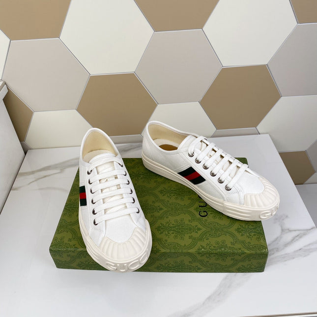 GG JULIO SNEAKER WITH WEB WHITE CANVAS