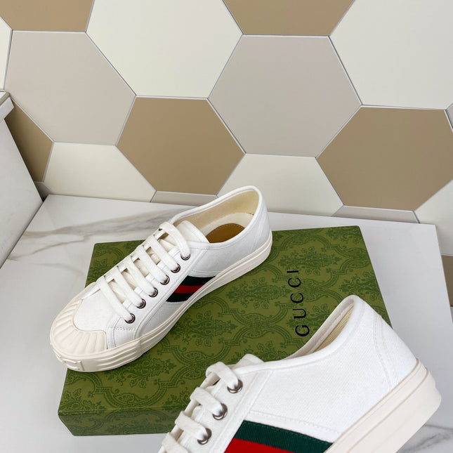 GG JULIO SNEAKER WITH WEB WHITE CANVAS