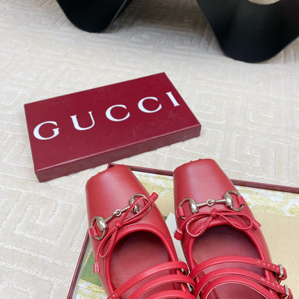GG BALLET FLAT CRIMSON HORIZONTAL STRAPS LAMBSKIN