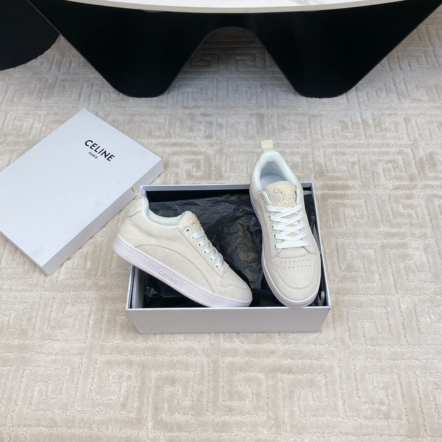 TRAINER SNEAKER IN ECRU TAN SUEDE