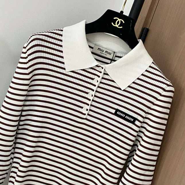MIUMIU LONG-SLEEVE KNIT POLO STYLE 265