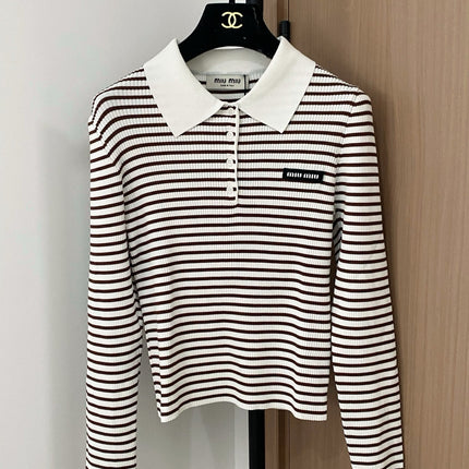 MIUMIU LONG-SLEEVE KNIT POLO STYLE 265