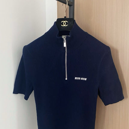 MIUMIU SHORT-SLEEVE KNIT TOP STYLE 264