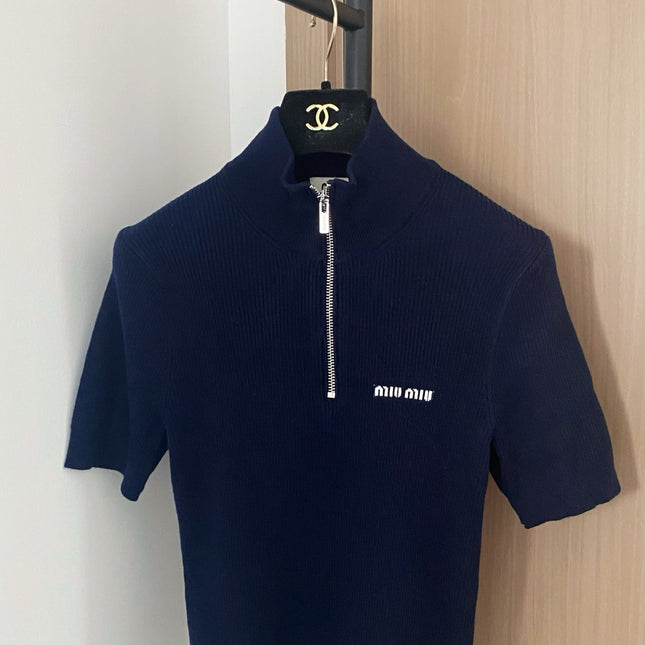 MIUMIU SHORT-SLEEVE KNIT TOP STYLE 264