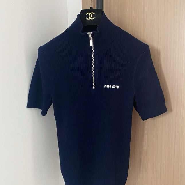 MIUMIU SHORT-SLEEVE KNIT TOP STYLE 264