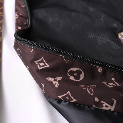 LV HOODED JACKET IN BLACK DAMIER AND BROWN TRIM 239036