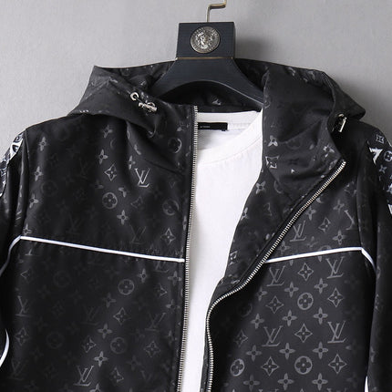 LV HOODED JACKET BLACK MIX WHITE MONOGRAM 239001