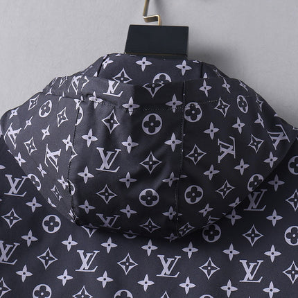 LV HOODED JACKET NAVY BLUE MONOGRAM AND BLACK 239169