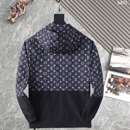 LV HOODED JACKET NAVY BLUE MONOGRAM AND BLACK 239169