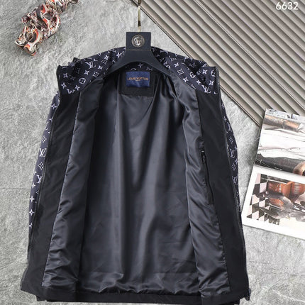 LV HOODED JACKET NAVY BLUE MONOGRAM AND BLACK 239169