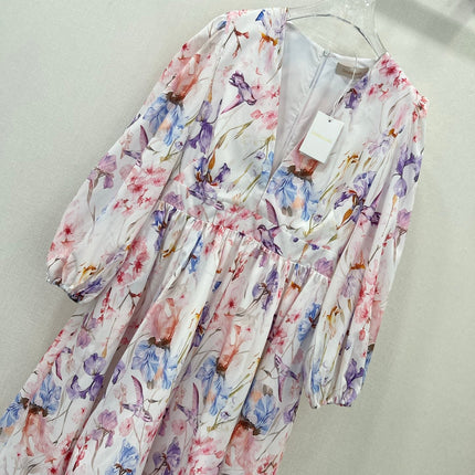 ZIMMER LONG-SLEEVE V-NECK DRESS 269296