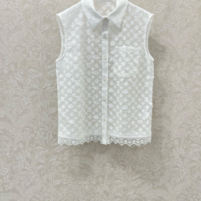 LV SLEEVELESS TOP WITH SCALLOPED LACE HEM 263195