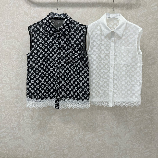 LV SLEEVELESS TOP WITH SCALLOPED LACE HEM 263195
